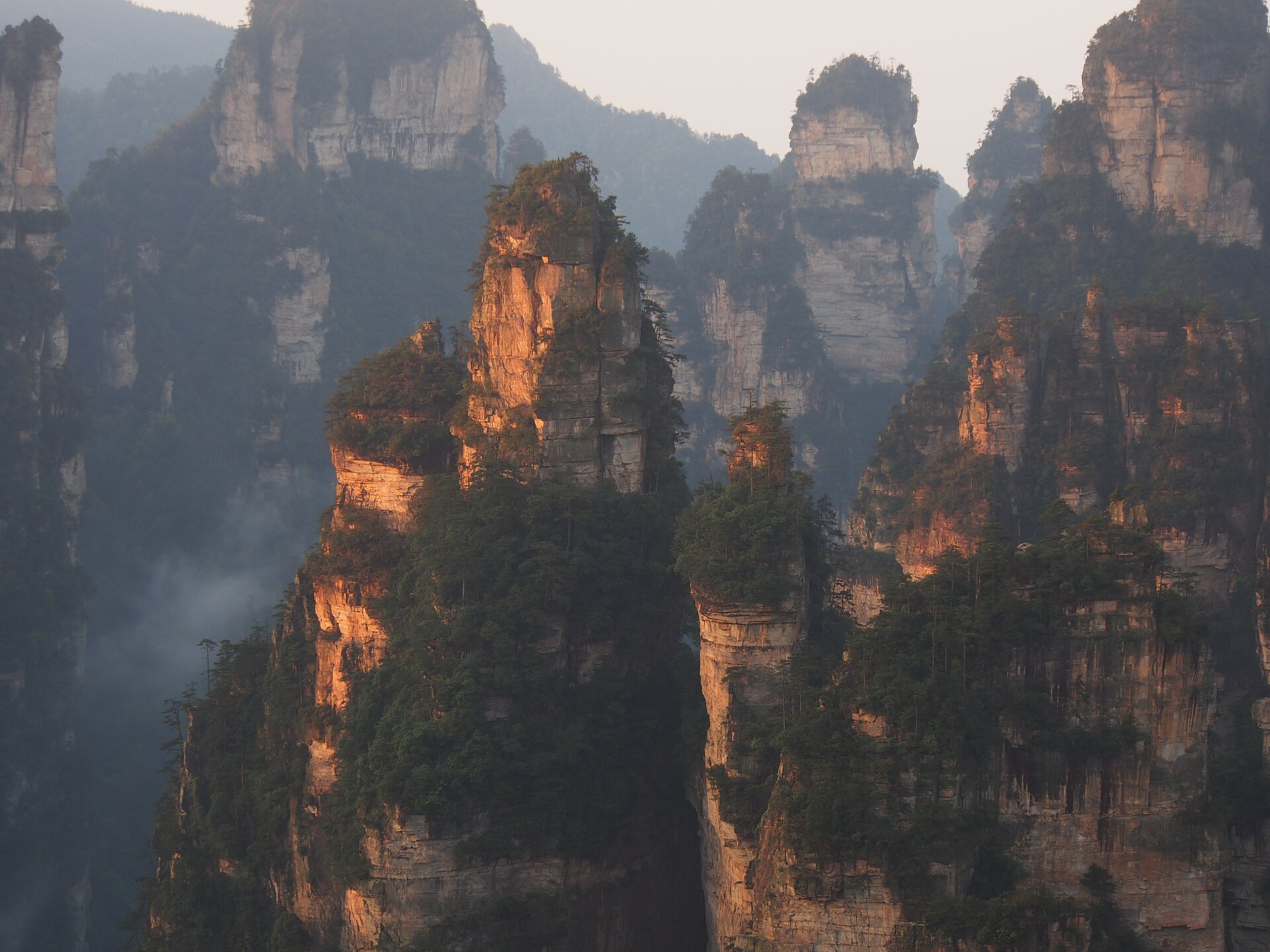 Sandstone pillars of Zhangjiajie national park